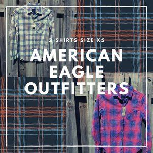 2 NWT American Eagle Outfitter plaid long sleeve c